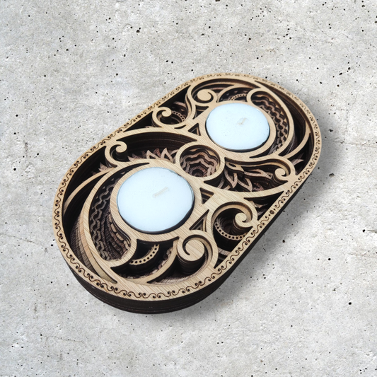 Double Brown Organic Candle Holders