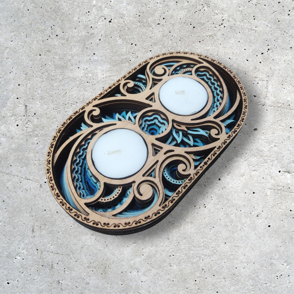 Portavelas Orgánico Doble Azules