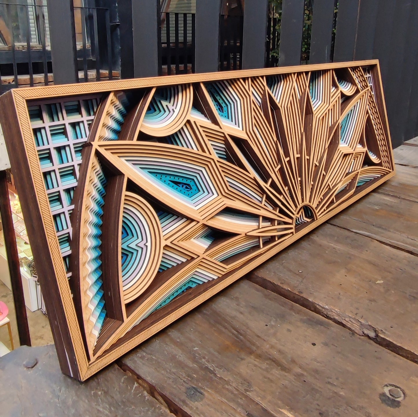 Mural retangular do nascer do sol na Antártica