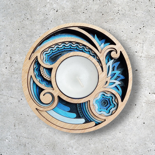 Blue Mother Earth Candle Holders