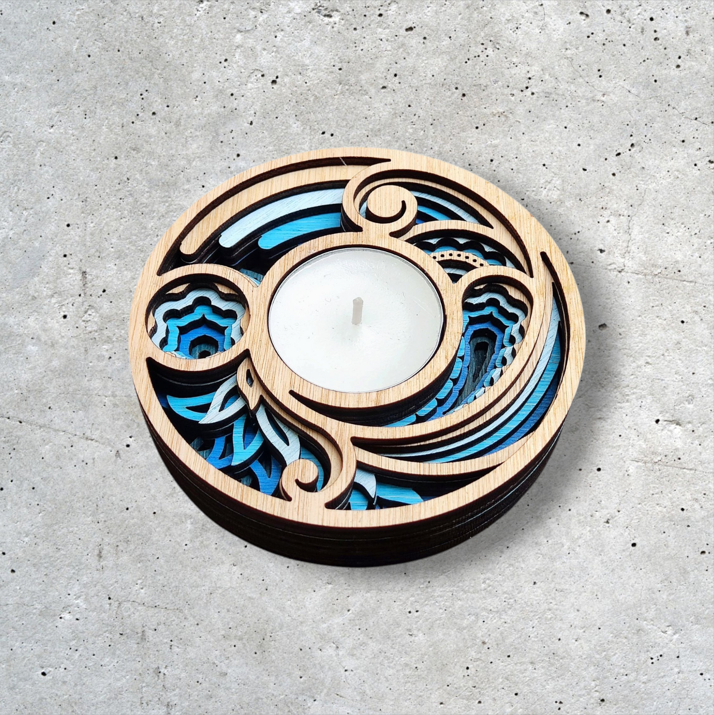 Blue Mother Earth Candle Holders