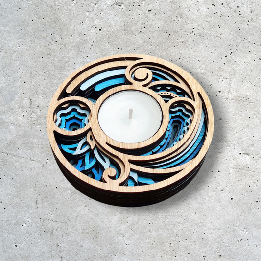 Blue Mother Earth Candle Holders