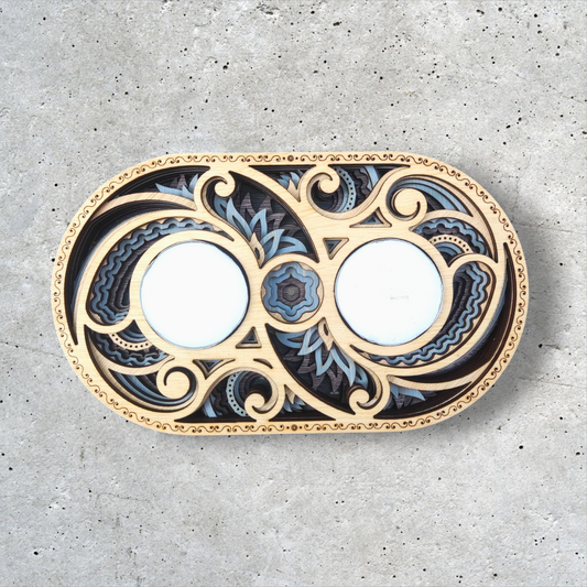 Double Organic Gray Candle Holder