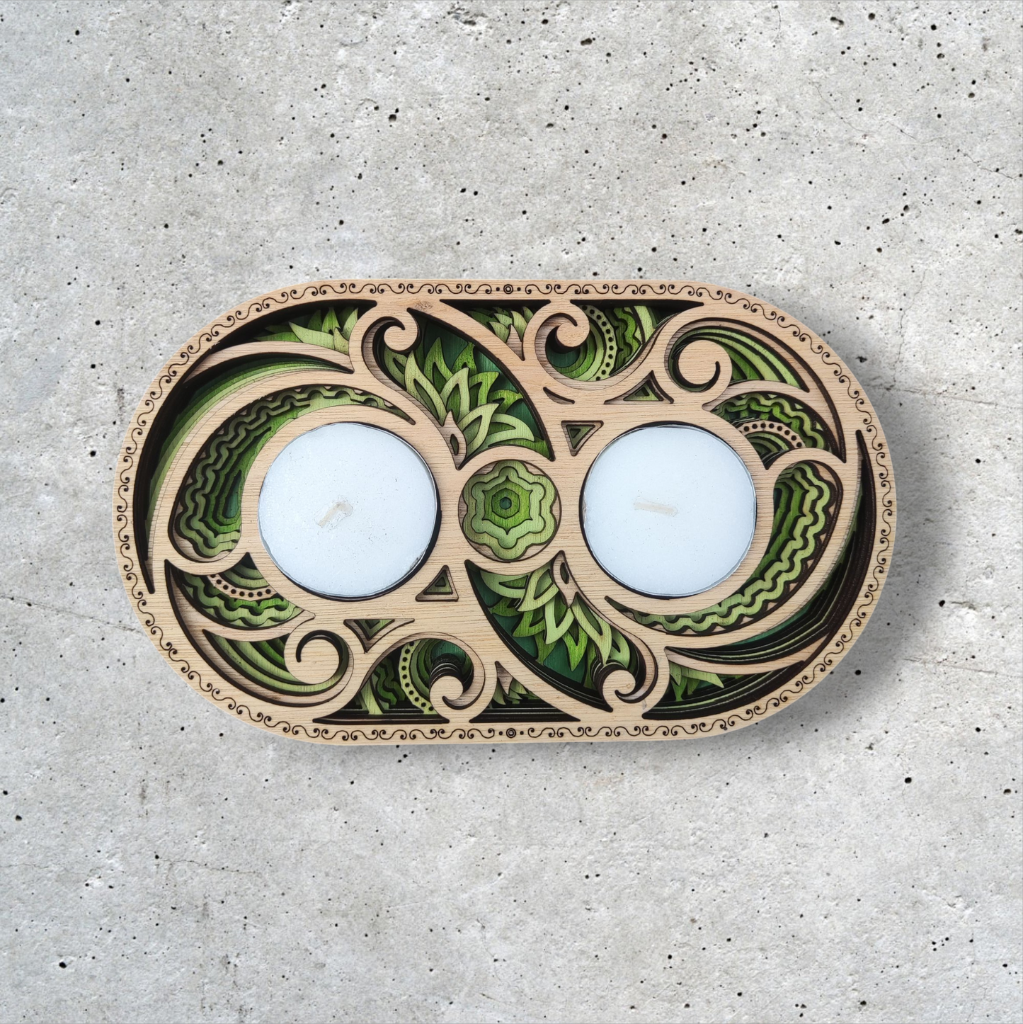Organic Double Green Candle Holder