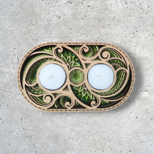Organic Double Green Candle Holder