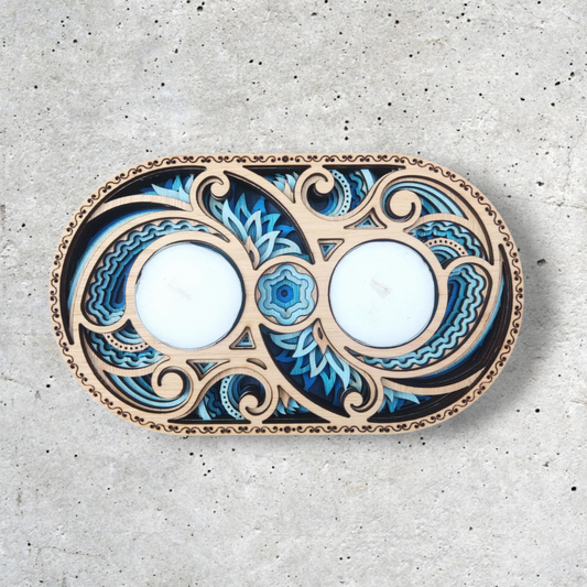 Double Blue Organic Candle Holders