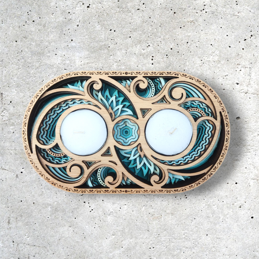 Organic Double Turquoise Candle Holder