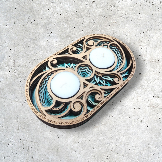 Organic Double Turquoise Candle Holder