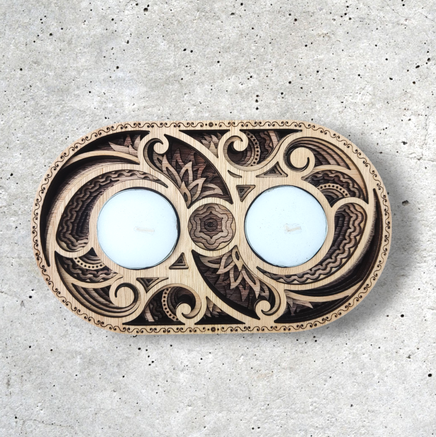 Double Brown Organic Candle Holders